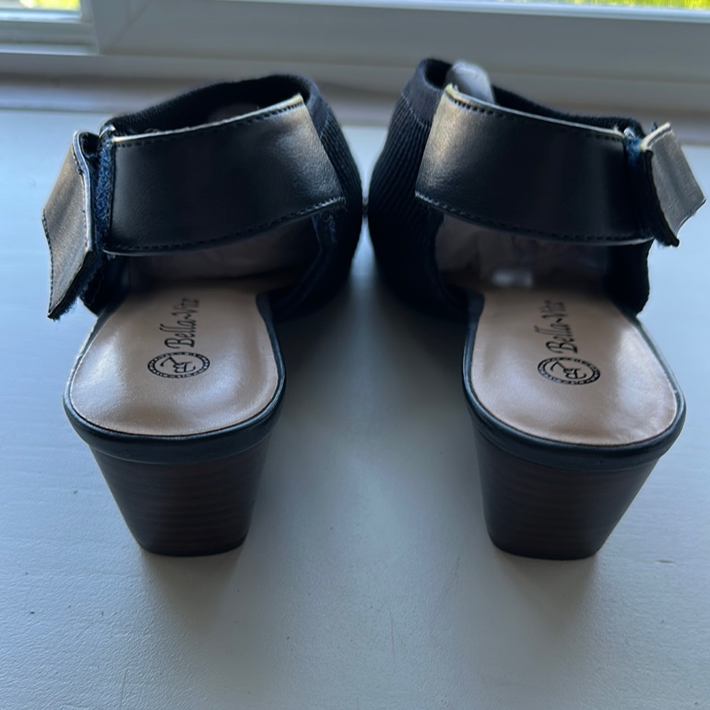 Bella Vita Black Peep-Toe Sandals with Ankle Strap size 10W - Picture 4 of 7